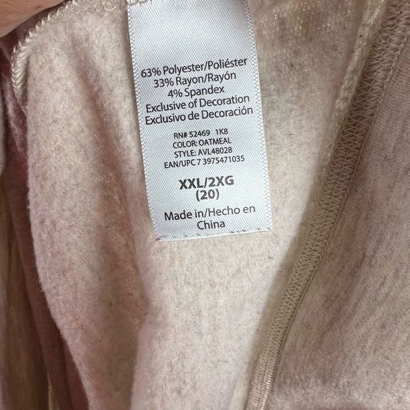 Avia cropped sweatshirt cowl neck neutral dolman sleeves XXL - Picture 5 of 5